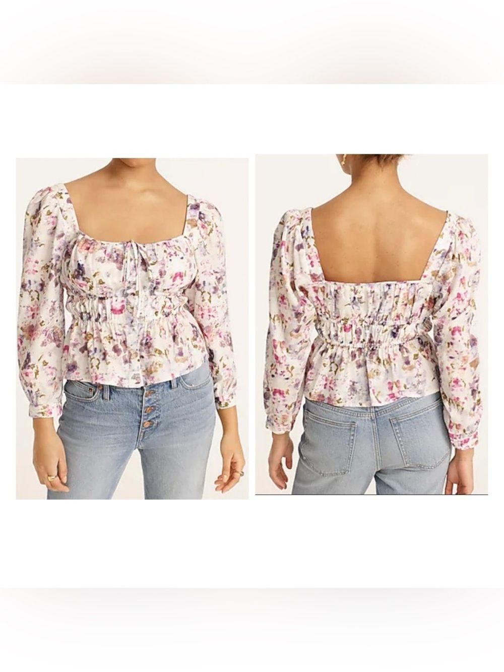 J.Crew x Flora Obscura NEW Floral Kaleidoscope Cinched Waist Top